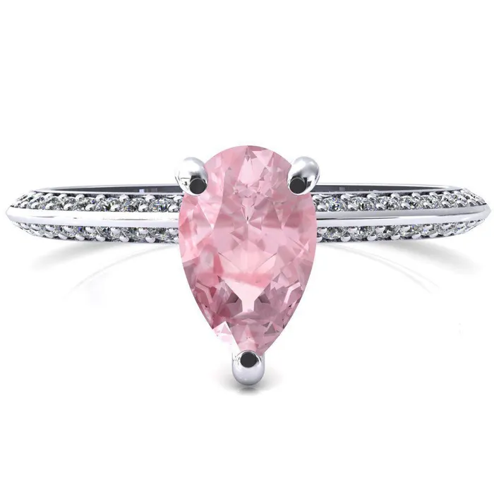 Fire Brilliance Nancy Pear Pink Sapphire 3 Prong 12 Eternity Diamond Knife Shank Accent Engagement Ring Rings Fire Brilliance Nancy Pear Pink Sapphire 3 Prong 12 Eternity Diamond Knife Shank Accent Engagement Ring Rings