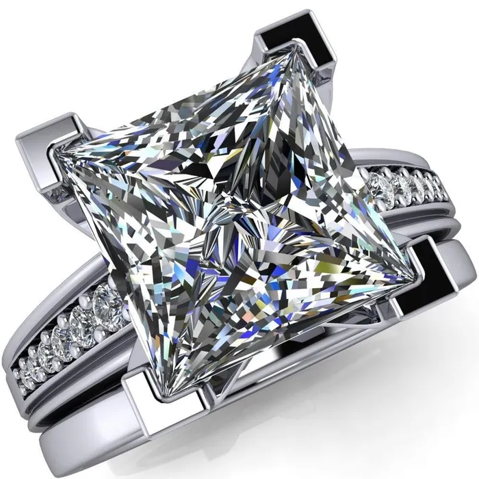 Fire Brilliance Rings Beatrix PrincessSquare Diamond Channel Cathedral Ring Fire Brilliance Rings Beatrix PrincessSquare Diamond Channel Cathedral Ring