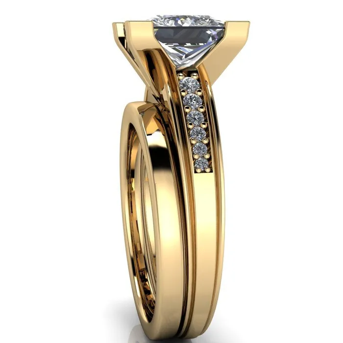 Fire Brilliance Rings Beatrix PrincessSquare Diamond Channel Cathedral Ring