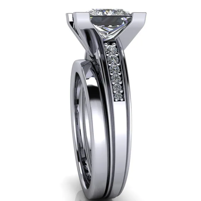Fire Brilliance Rings Beatrix PrincessSquare Diamond Channel Cathedral Ring