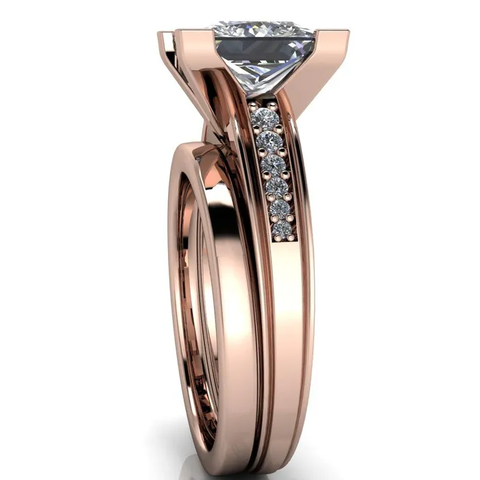 Fire Brilliance Rings Beatrix PrincessSquare Diamond Channel Cathedral Ring