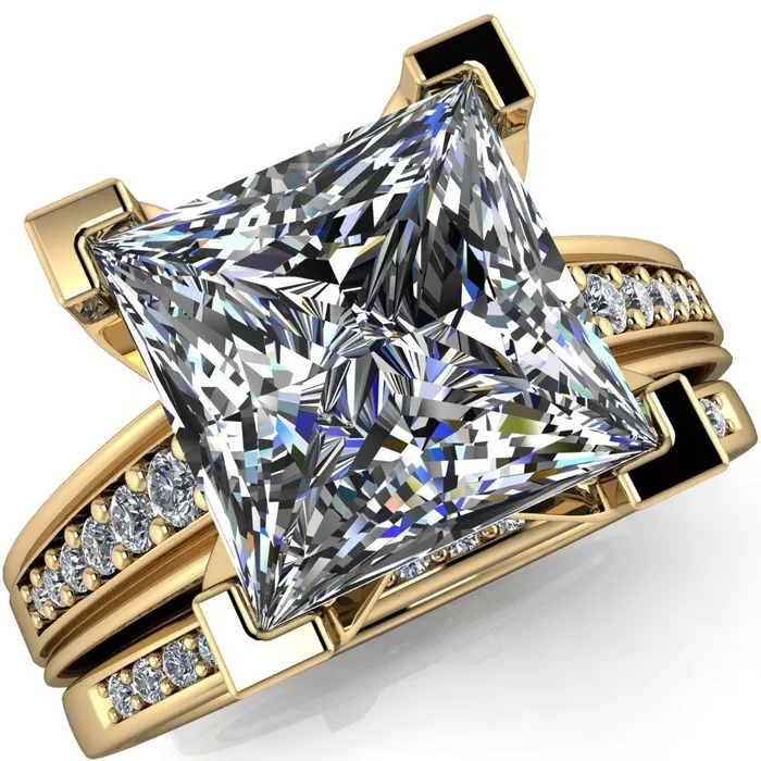 Fire Brilliance Rings Beatrix PrincessSquare Diamond Channel Cathedral Ring