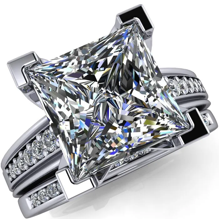 Fire Brilliance Rings Beatrix PrincessSquare Diamond Channel Cathedral Ring