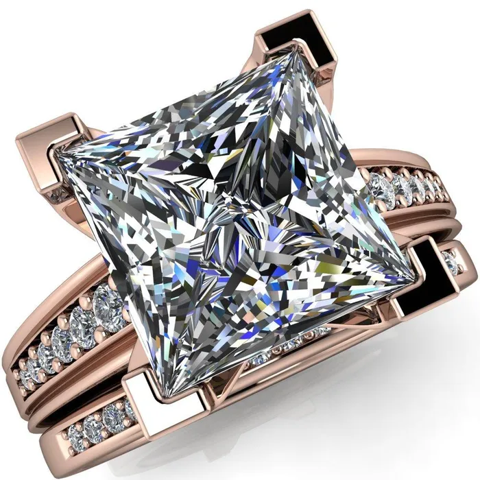 Fire Brilliance Rings Beatrix PrincessSquare Diamond Channel Cathedral Ring