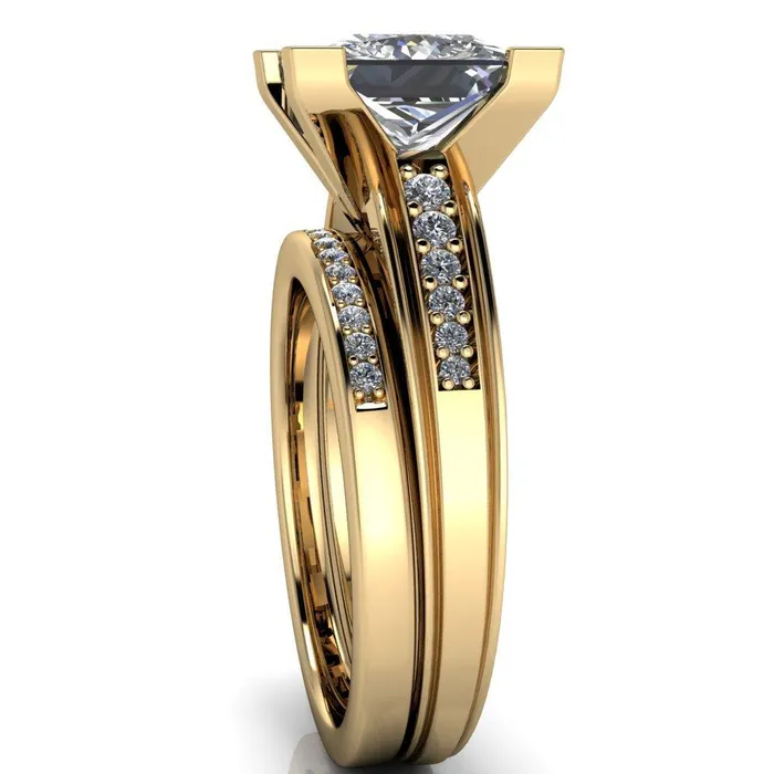 Fire Brilliance Rings Beatrix PrincessSquare Diamond Channel Cathedral Ring