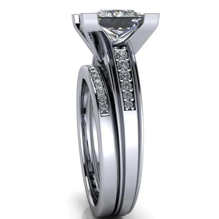 Fire Brilliance Rings Beatrix PrincessSquare Diamond Channel Cathedral Ring