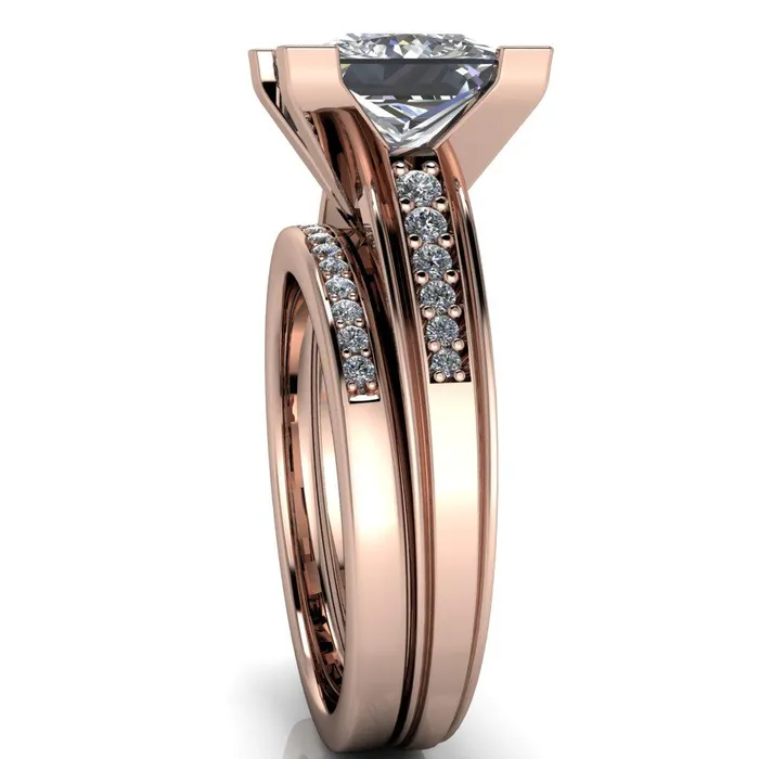 Fire Brilliance Rings Beatrix PrincessSquare Diamond Channel Cathedral Ring
