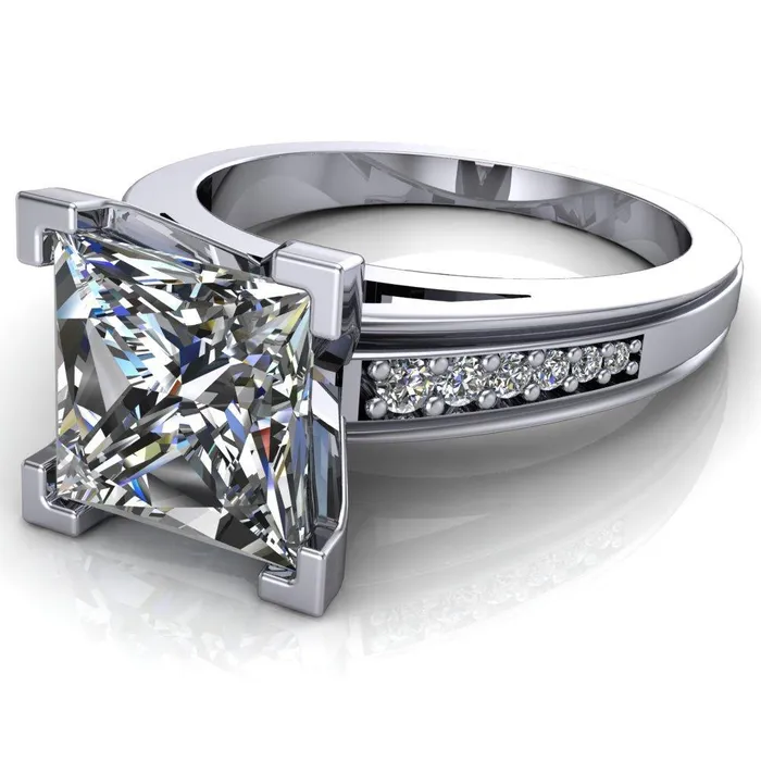 Fire Brilliance Rings Beatrix PrincessSquare Diamond Channel Cathedral Ring