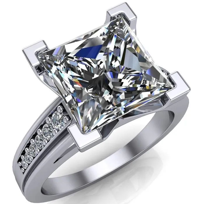 Fire Brilliance Rings Beatrix PrincessSquare Diamond Channel Cathedral Ring