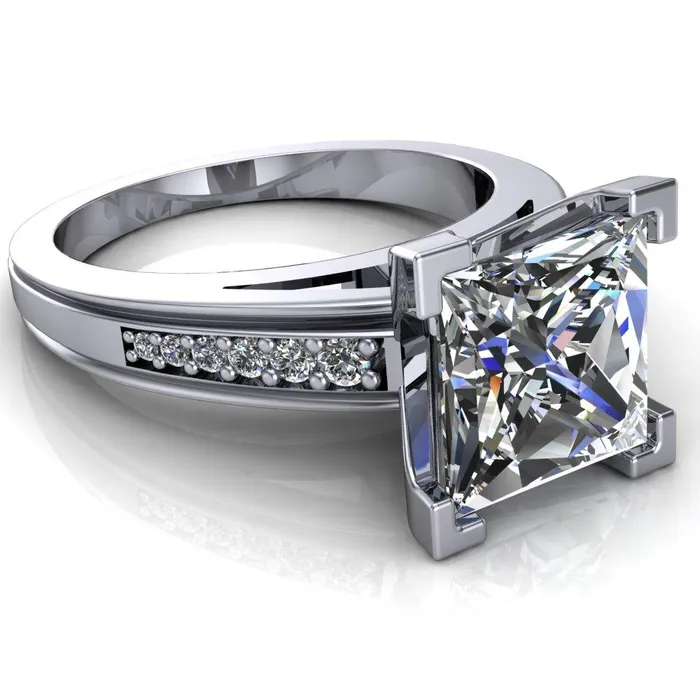 Fire Brilliance Rings Beatrix PrincessSquare Diamond Channel Cathedral Ring