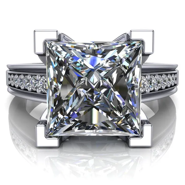 Fire Brilliance Rings Beatrix PrincessSquare Diamond Channel Cathedral Ring