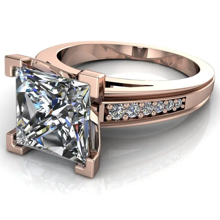 Fire Brilliance Rings Beatrix PrincessSquare Diamond Channel Cathedral Ring