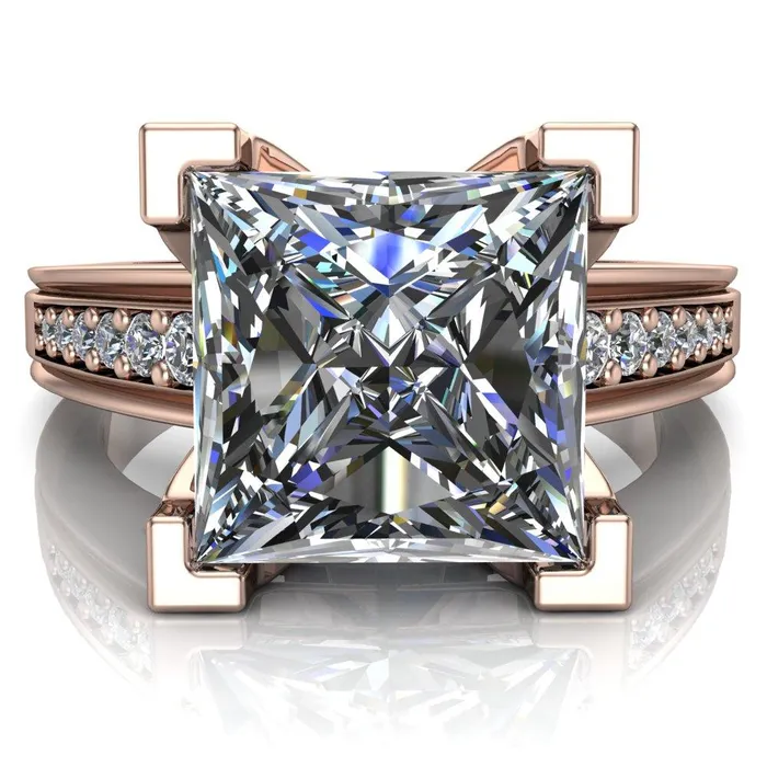 Fire Brilliance Rings Beatrix PrincessSquare Diamond Channel Cathedral Ring