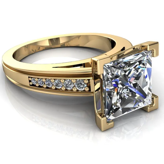 Fire Brilliance Rings Beatrix PrincessSquare Diamond Channel Cathedral Ring