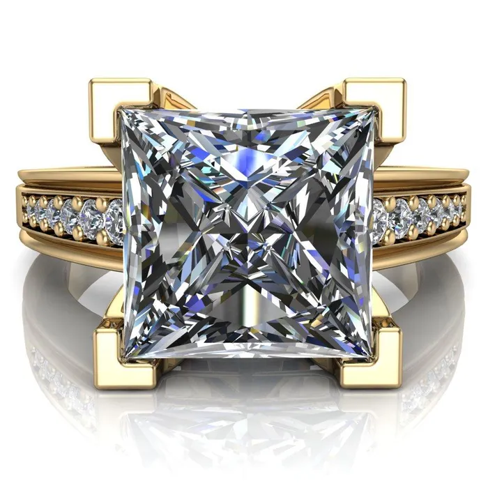 Fire Brilliance Rings Beatrix PrincessSquare Diamond Channel Cathedral Ring