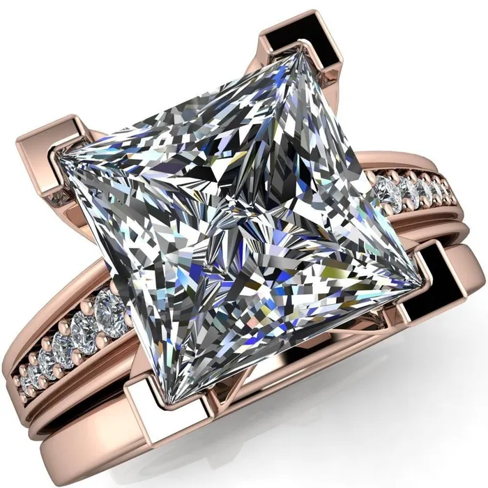 Fire Brilliance Rings Beatrix PrincessSquare Diamond Channel Cathedral Ring