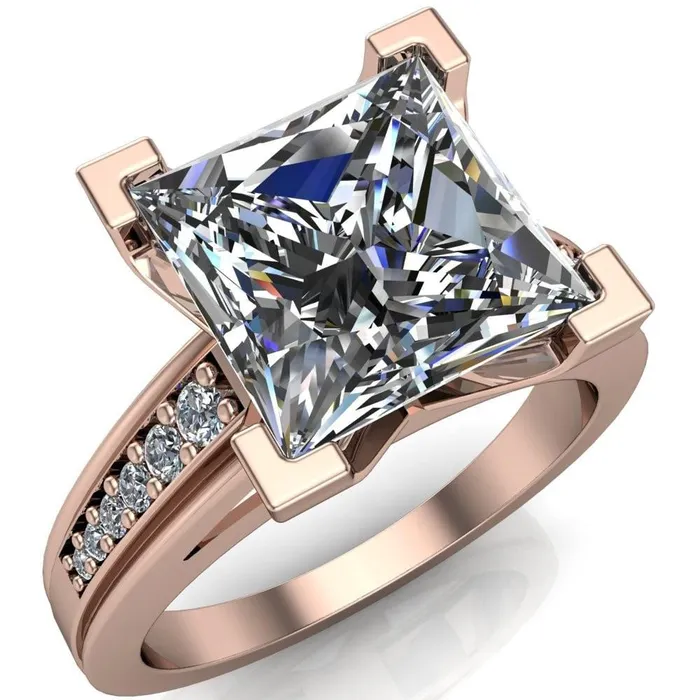 Fire Brilliance Rings Beatrix PrincessSquare Diamond Channel Cathedral Ring