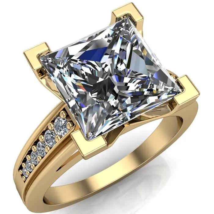 Fire Brilliance Rings Beatrix PrincessSquare Diamond Channel Cathedral Ring