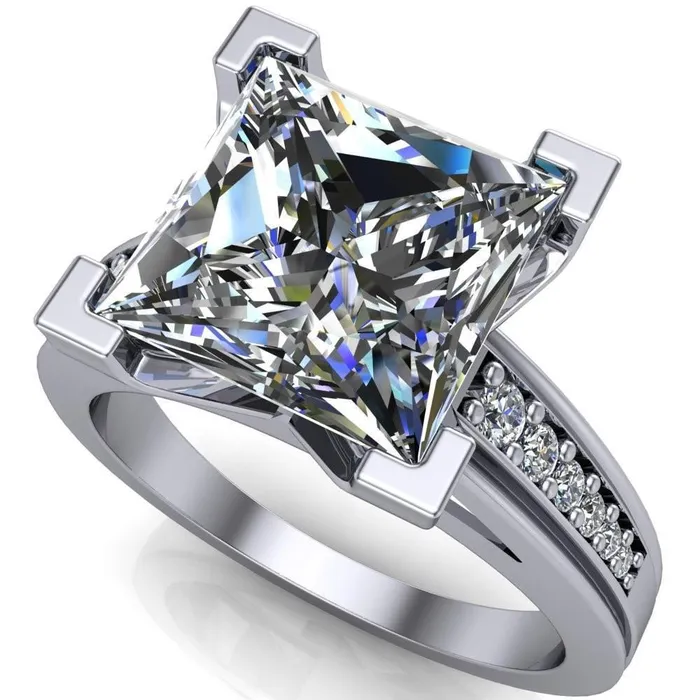 Fire Brilliance Rings Beatrix PrincessSquare Diamond Channel Cathedral Ring