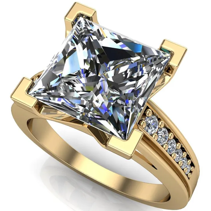 Fire Brilliance Rings Beatrix PrincessSquare Diamond Channel Cathedral Ring