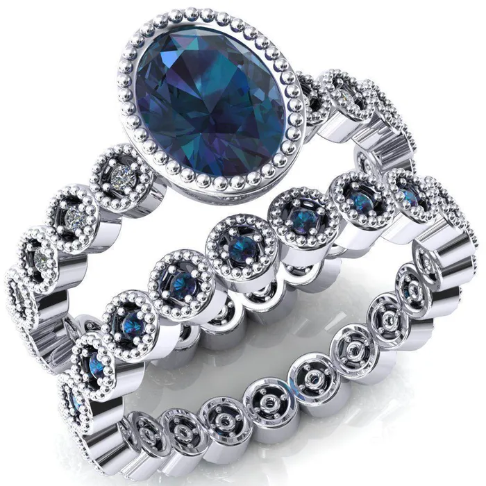 Fire Brilliance Rings Borea Oval Alexandrite Full Bezel Milgrain Diamond Accent Full Eternity Ring Fire Brilliance Rings Borea Oval Alexandrite Full Bezel Milgrain Diamond Accent Full Eternity Ring