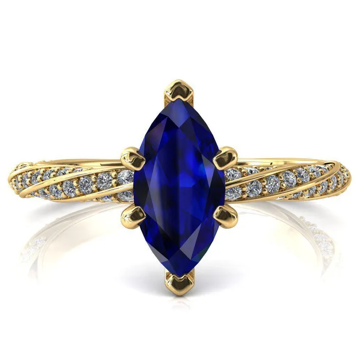 Fire Brilliance Rings Elysia Marquise Blue Sapphire 6 Prong 34 Eternity Diamond Accent Ring