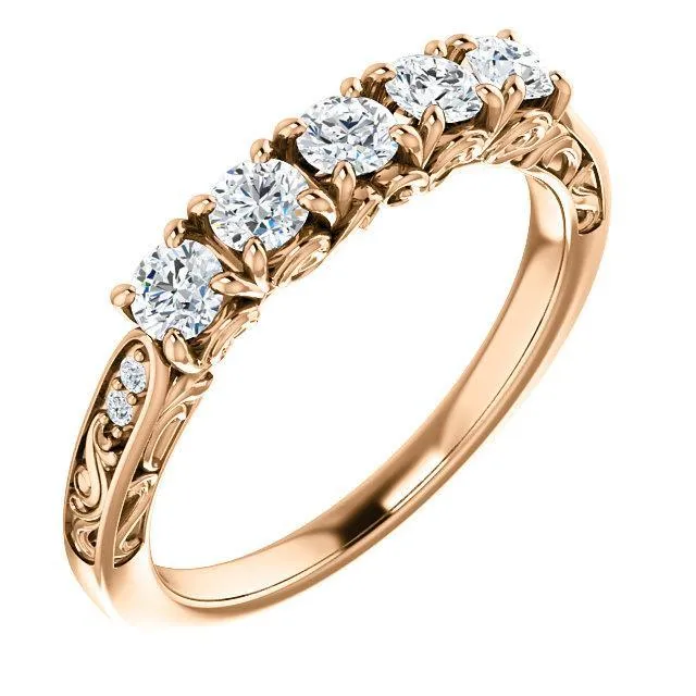 Fire Brilliance Rings Estella Round Moissanite Filigree Scrolls Engagement Band Fire Brilliance Rings Estella Round Moissanite Filigree Scrolls Engagement Band