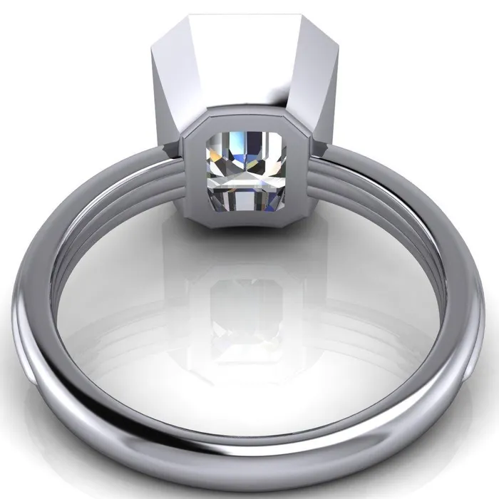 Fire Brilliance Rings Fenestra Emerald Center Stone Bezel HalfRound Edge Shank Engagement Ring