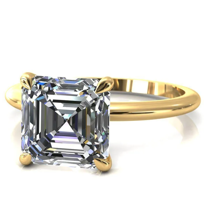 Fire Brilliance Rings Gracey Asscher Moissanite 4Claw Prong Engagement Ring