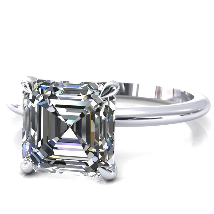 Fire Brilliance Rings Gracey Asscher Moissanite 4Claw Prong Engagement Ring