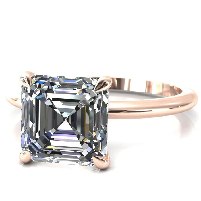 Fire Brilliance Rings Gracey Asscher Moissanite 4Claw Prong Engagement Ring