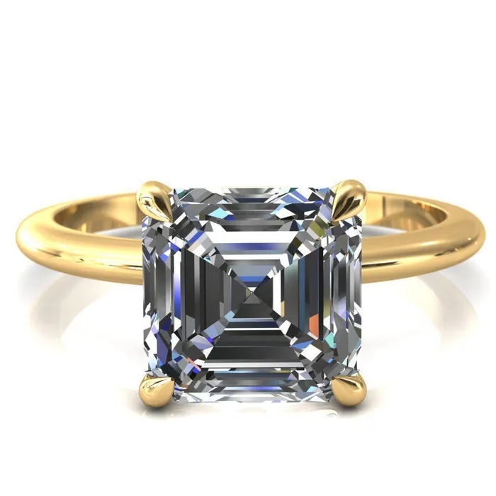 Fire Brilliance Rings Gracey Asscher Moissanite 4Claw Prong Engagement Ring
