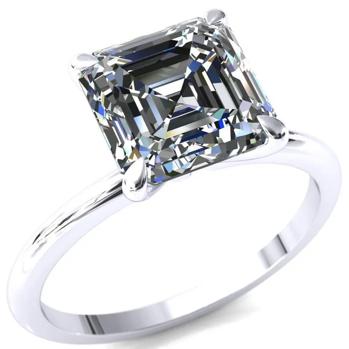 Fire Brilliance Rings Gracey Asscher Moissanite 4Claw Prong Engagement Ring