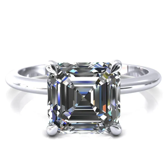 Fire Brilliance Rings Gracey Asscher Moissanite 4Claw Prong Engagement Ring