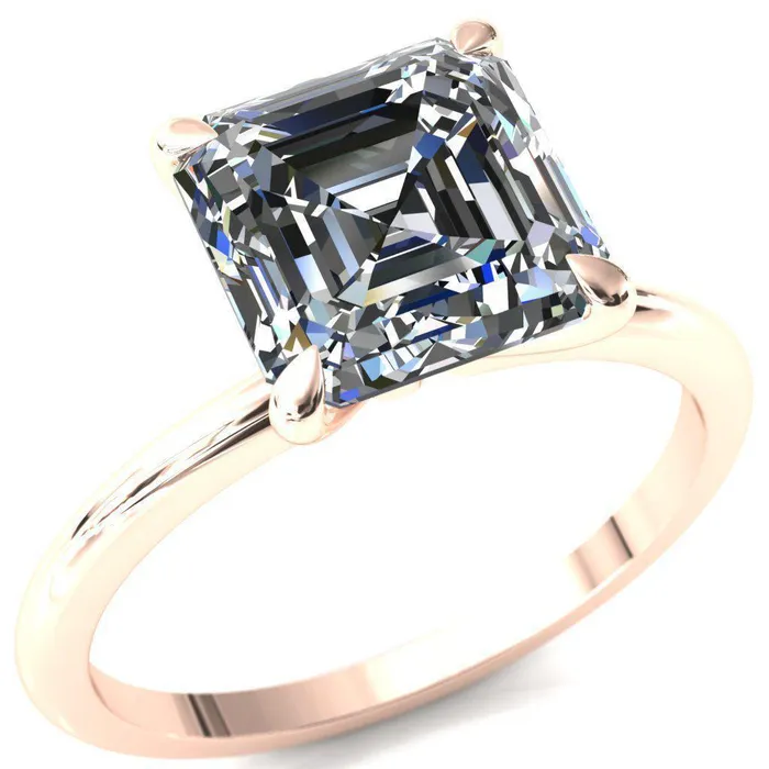 Fire Brilliance Rings Gracey Asscher Moissanite 4Claw Prong Engagement Ring