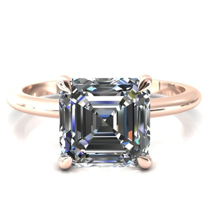 Fire Brilliance Rings Gracey Asscher Moissanite 4Claw Prong Engagement Ring
