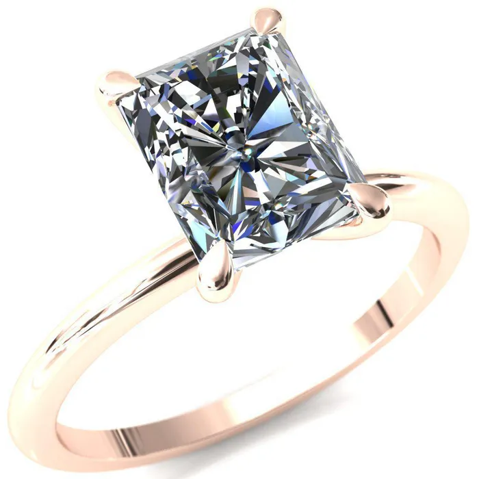 Fire Brilliance Rings Gracey Radiant Center Stone 4Claw Prong Engagement Ring Fire Brilliance Rings Gracey Radiant Center Stone 4Claw Prong Engagement Ring