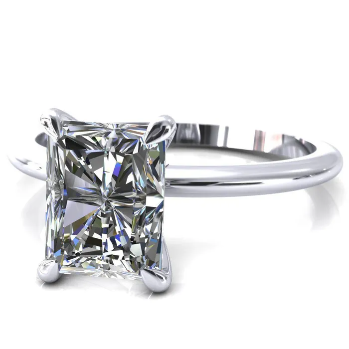 Fire Brilliance Rings Gracey Radiant Center Stone 4Claw Prong Engagement Ring