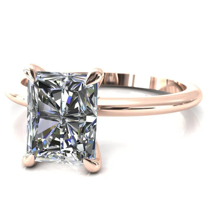 Fire Brilliance Rings Gracey Radiant Center Stone 4Claw Prong Engagement Ring