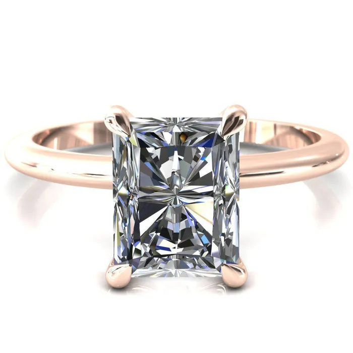 Fire Brilliance Rings Gracey Radiant Center Stone 4Claw Prong Engagement Ring