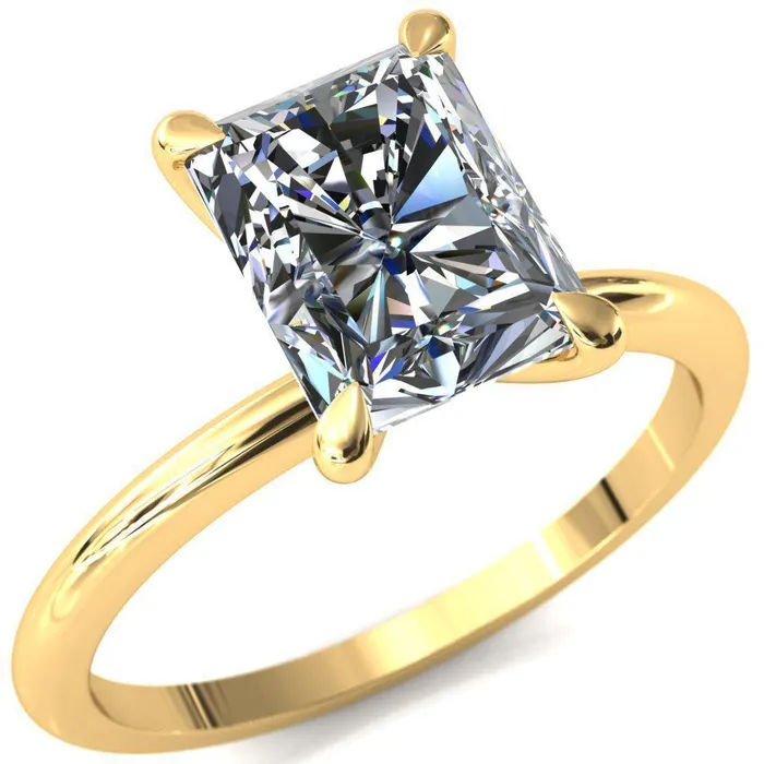 Fire Brilliance Rings Gracey Radiant Center Stone 4Claw Prong Engagement Ring