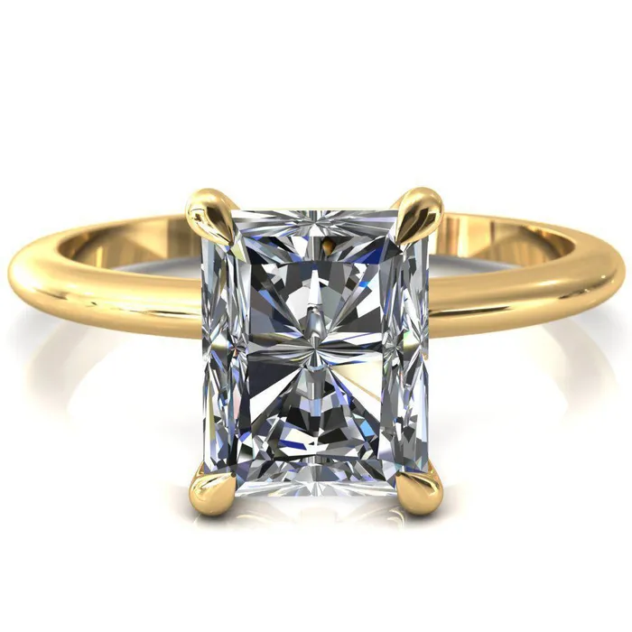 Fire Brilliance Rings Gracey Radiant Center Stone 4Claw Prong Engagement Ring