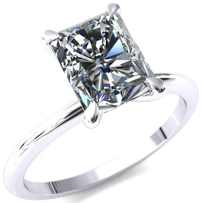 Fire Brilliance Rings Gracey Radiant Center Stone 4Claw Prong Engagement Ring