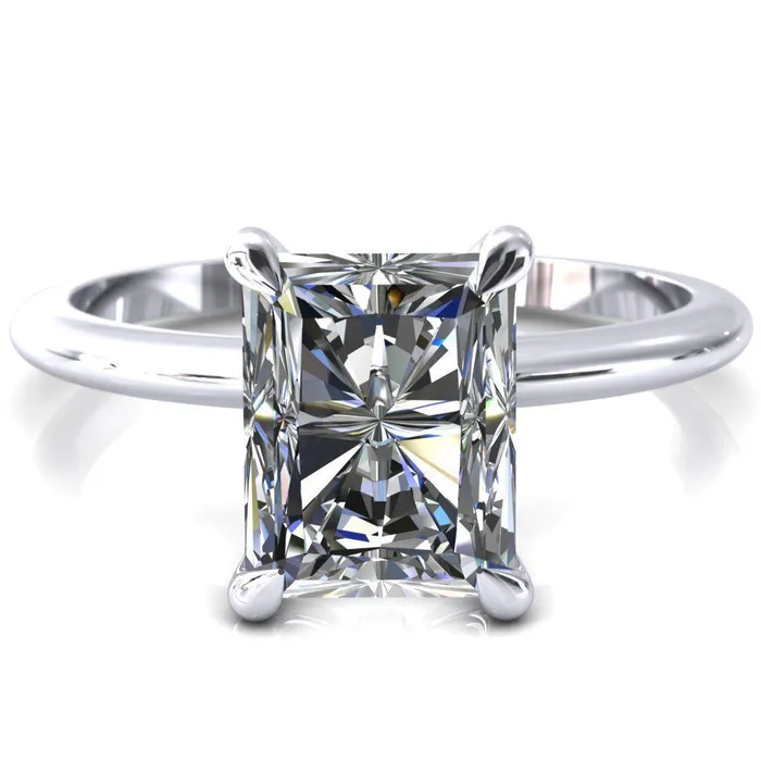 Fire Brilliance Rings Gracey Radiant Center Stone 4Claw Prong Engagement Ring