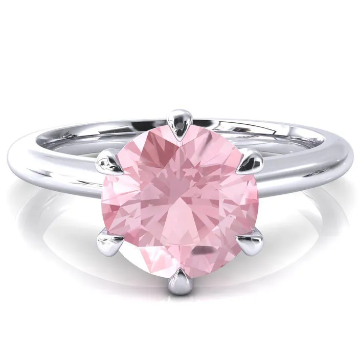 Fire Brilliance Rings Hennie Round Pink Sapphire 6 Claw Prong High Shoulder Solitaire Ring Fire Brilliance Rings Hennie Round Pink Sapphire 6 Claw Prong High Shoulder Solitaire Ring