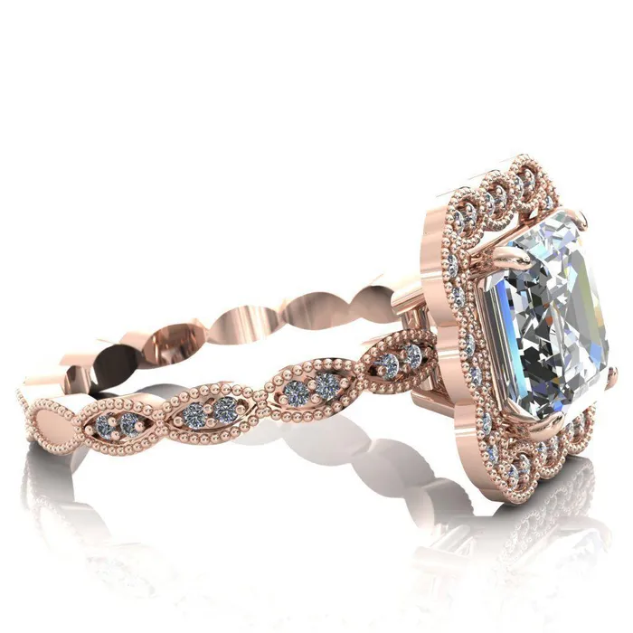 Fire Brilliance Rings Ingrid Asscher Moissanite Calysta Halo Ring