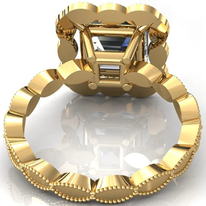 Fire Brilliance Rings Ingrid Asscher Moissanite Calysta Halo Ring