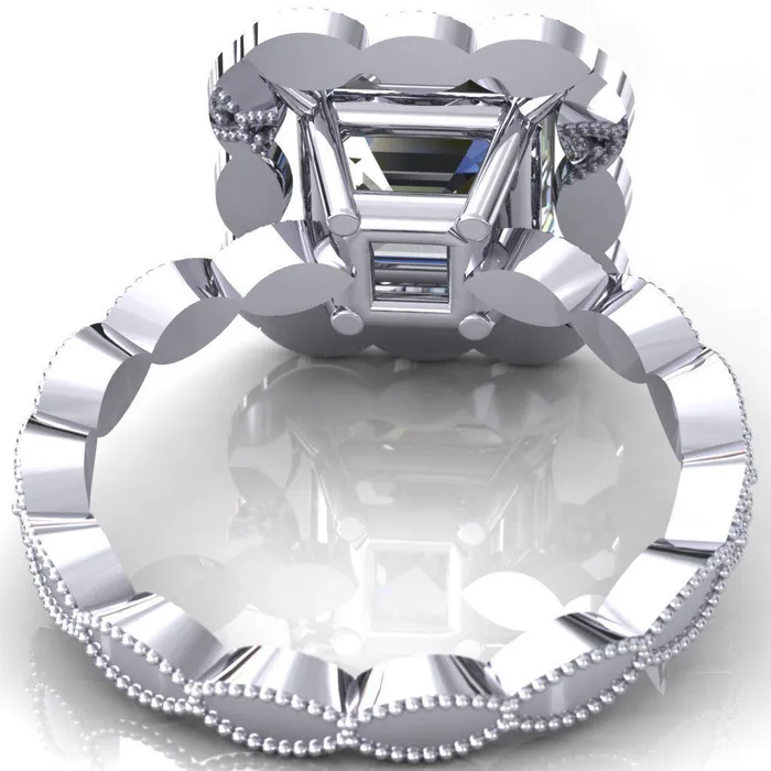 Fire Brilliance Rings Ingrid Asscher Moissanite Calysta Halo Ring