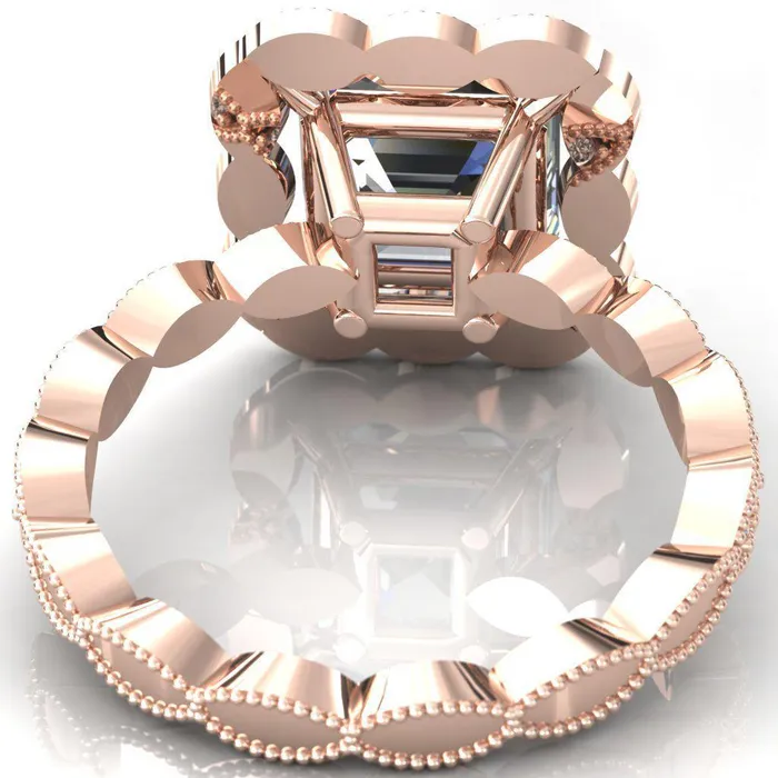 Fire Brilliance Rings Ingrid Asscher Moissanite Calysta Halo Ring