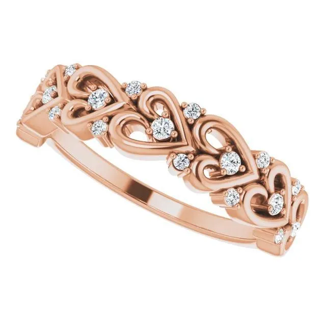 Fire Brilliance Rings Juliette Round Diamond or Moissanite 12 Eternity Heart Design Wedding Anniversary Band